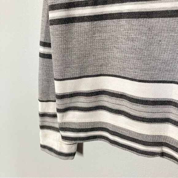 The Lady and the Sailor Black White Stripe Long Sleeve Pullover Terry Fleece - Picture 2 of 9
